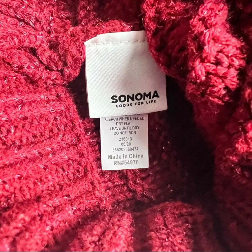 Sonoma Women's Red Supercozy Winter Beanie Pompom Hat